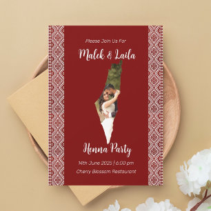 Convites Mapa de Foto Personalizado da Palestina Sinal de H