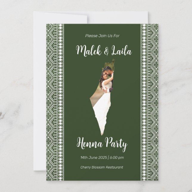 Convites Mapa de Fotografia Personalizada da Palestina Sina (Frente)