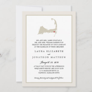 Convites Mapa de Harwich Cape Cod que Wedding