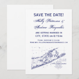 Convites Mapa de Long Island The Hamptons Casamento VC