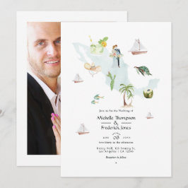 Convites Mapa de México aquarela Fotografia de casamento no