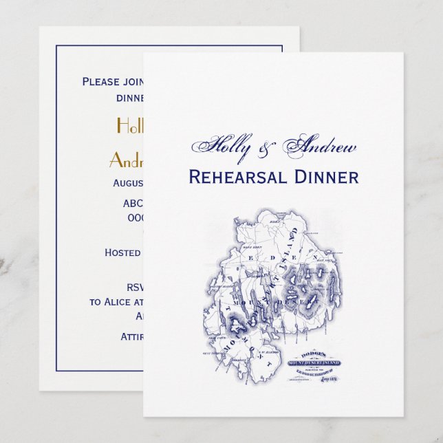 Convites Mapa de MN da Ilha do Deserto do Monte Estilizado  (Frente/Verso)