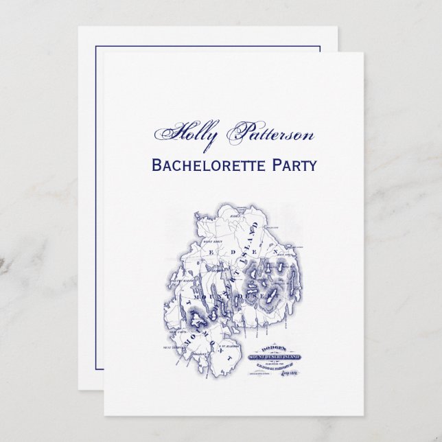 Convites Mapa de MN da Ilha do Deserto do Monte Estilizado  (Frente/Verso)