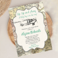 Mapa de viagem do chá de fraldas do avião de Vinta