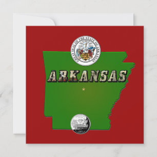Convites Mapa do Arkansas, Selo e Serviço Estatal Faux Quar
