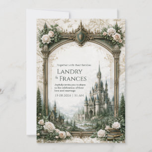 Convites Mapa do Castelo Ivory Rose Casamento