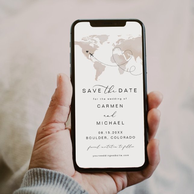 Convites Mapa do Creme de Destino de Viagem CARMEN Salvar a (Criador carregado)