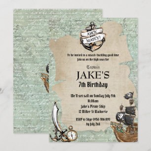 Convites Mapa do Mundo da Festa de aniversário do Pirata V