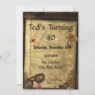 Convites Mapa do pirata do vintage, moedas Dourados e olhar