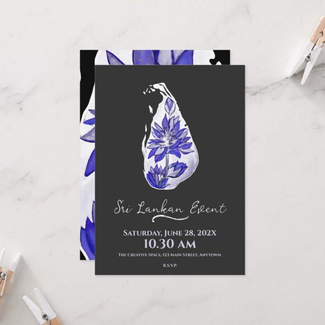 Convites Mapa do Sri Lanka em estilo de grafite (Frente/Verso In Situ)