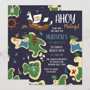 Convites Mapa do tesouro de aniversário pirata
