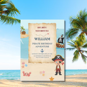 Convites Mapa do Tesouro de Aventura Pirata de Aniversário