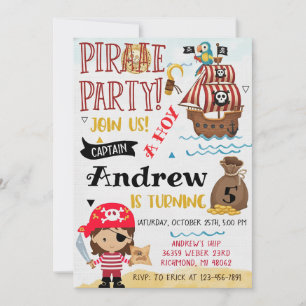 Convites Mapa do Tesouro de Festa de Aniversário Pirata Pes