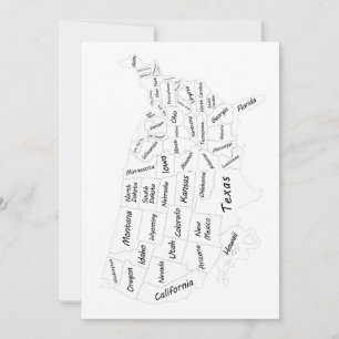 Convites Mapa dos EUA preto e branco