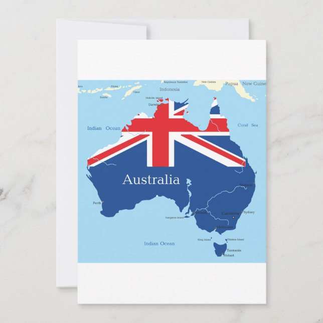 Convites Mapa em Silhueta da Bandeira da Austrália (Frente)