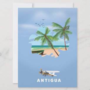 Convites mapa ilustrado da Antígua pôster de viagem