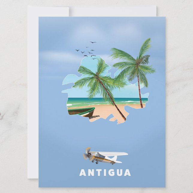 Convites mapa ilustrado da Antígua pôster de viagem (Frente)