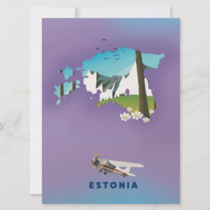 Convites Mapa ilustrado da Estônia, cartaz turístico