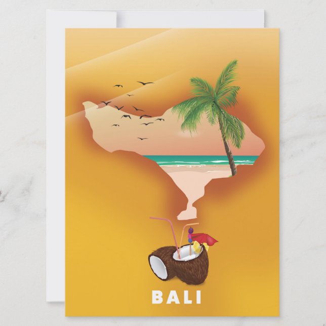 Convites Mapa ilustrado de Bali (Frente)
