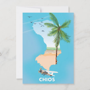 Convites Mapa ilustrado de Chios Grécia.