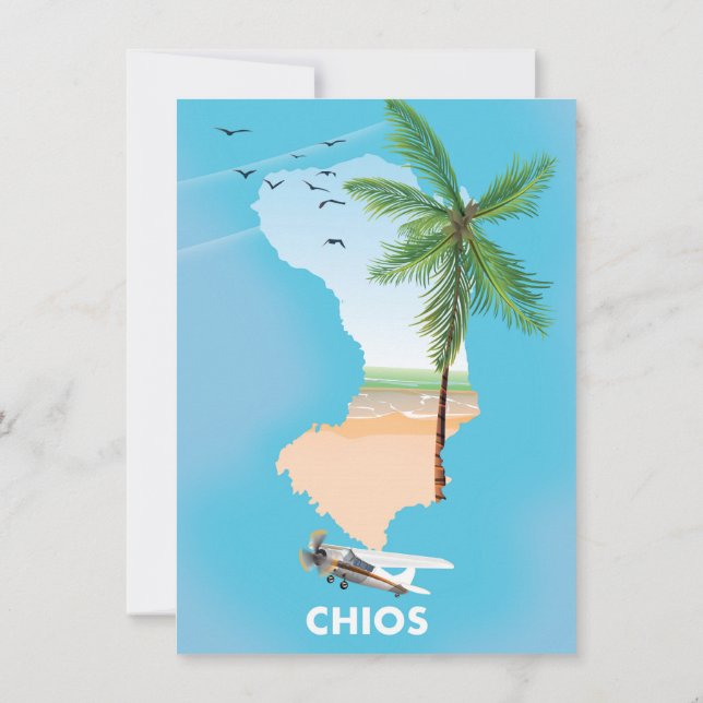 Convites Mapa ilustrado de Chios Grécia. (Verso)