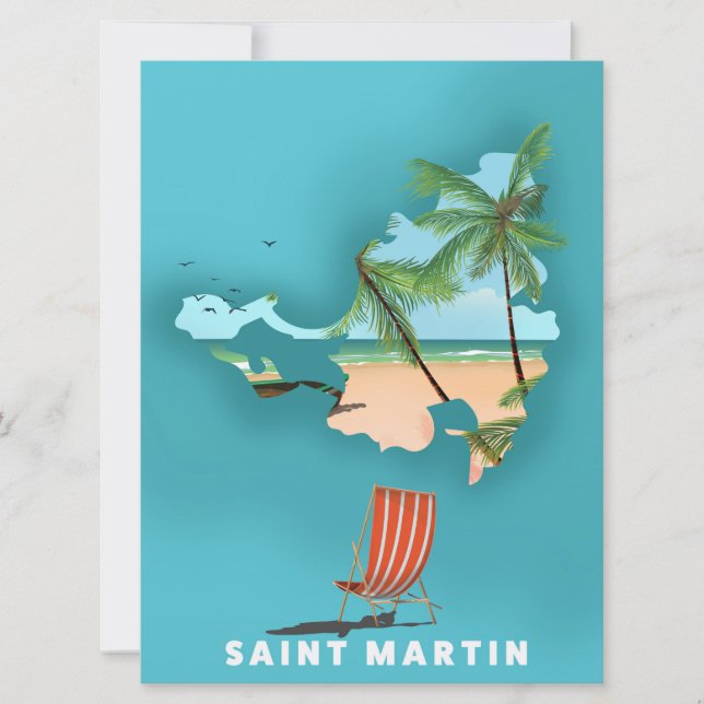 Convites Mapa ilustrado de São Martinho. (Frente)
