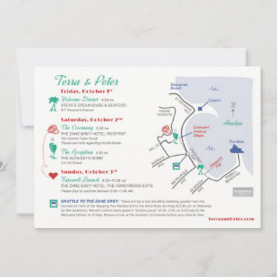 Convites Mapa Itinerário do Dia de Casamento Personalizado