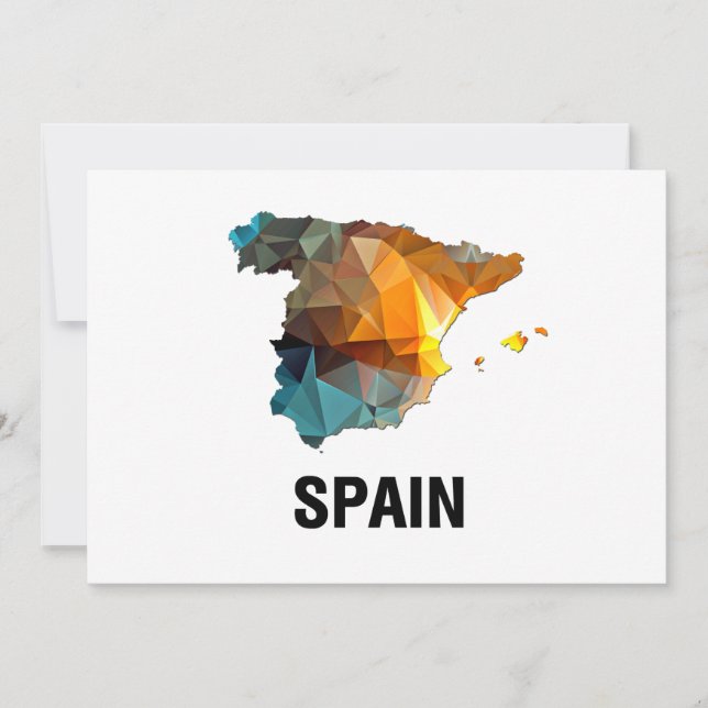 Convites Mapa Mosaico Polígono da Espanha (Frente)