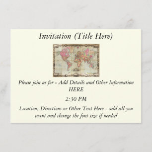 Convites Mapa mundial antigo de John Colton, cerca de 1854