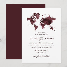Convites Mapa Mundial da Burgundia | Viagem Elegante Casame