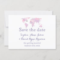 Mapa Mundial de Aquarela de viagem Salve a Data