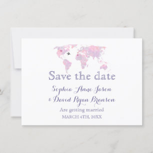 Convites Mapa Mundial de Casamento de Viagem em Aquarela Sa