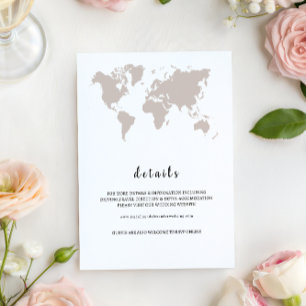 Convites Mapa Mundial de Casamento Elegante detalhes