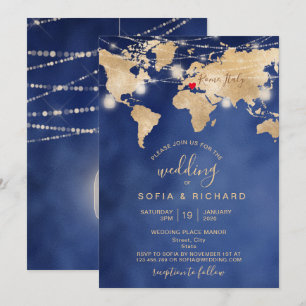 Convites Mapa Mundial de Destino de Casamento Jarra de Luz 