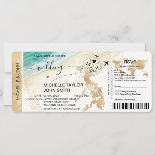 Convites Mapa mundial de embarque Filipinas RSVP de praia