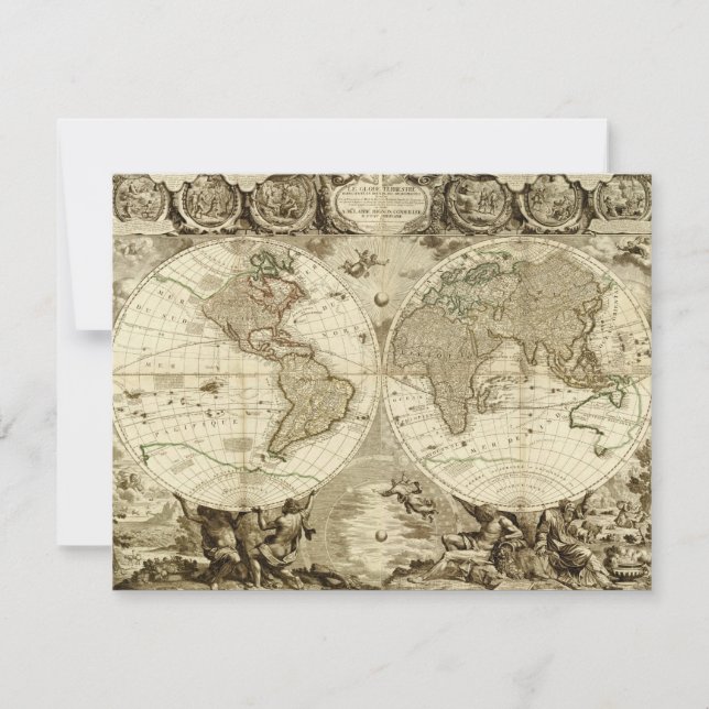 Convites Mapa mundial de Jean Baptiste Nolin de 1708 (Frente)