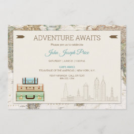 Convites Mapa Mundial de Viagens de Aventura Moderno