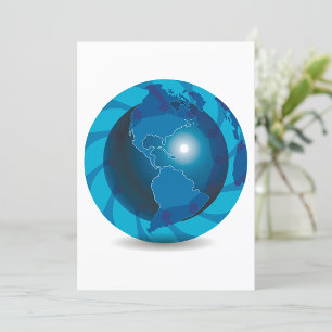 Convites Mapa Mundial do Globo Terrestre Azul Moderno