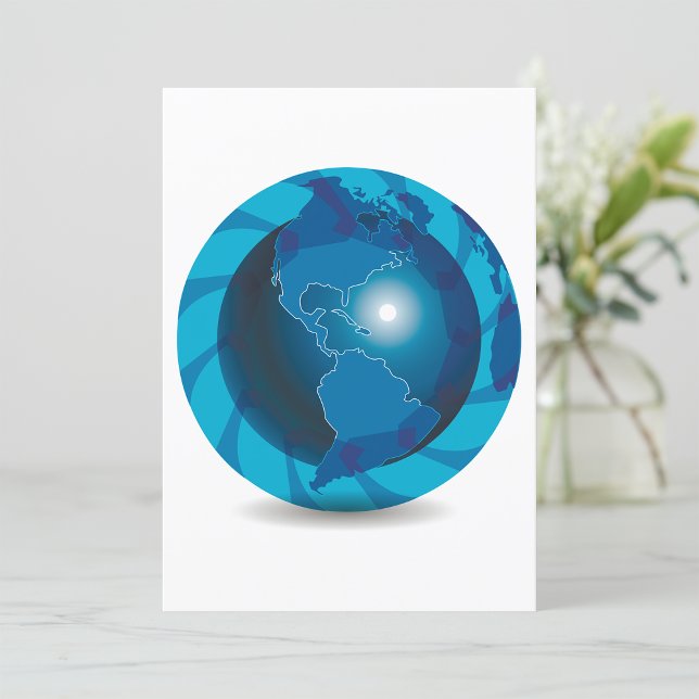 Convites Mapa Mundial do Globo Terrestre Azul Moderno (Criador carregado)