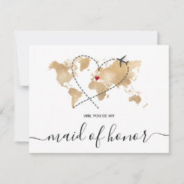 Convites Mapa Mundial Dourado Você Será Minha Madrinha de c