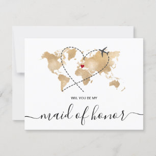 Convites Mapa Mundial Dourado Você Será Minha Madrinha de c