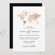 Mapa Mundial Glamoroso | Viagem Elegante Casamento