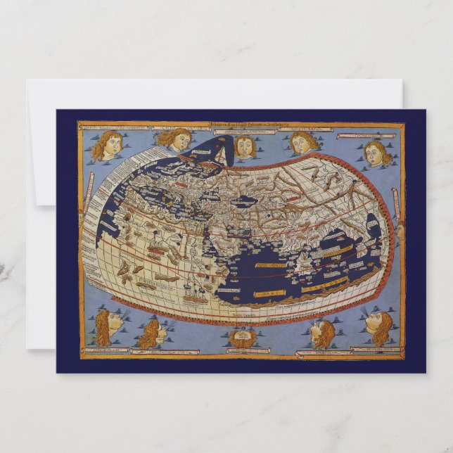 Convites Mapa Mundial Ptolemaico Antigo, Johannes de Arnshe (Frente)