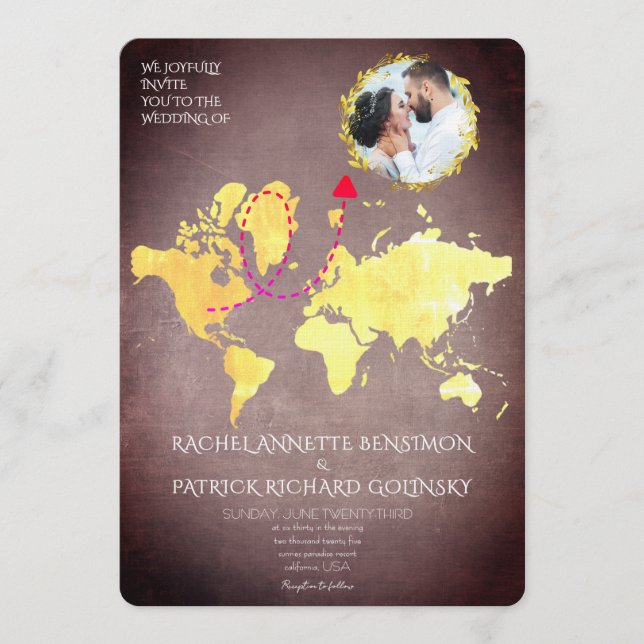 Convites Mapa Personalizado da Jornada do Amor Casamento (Frente)