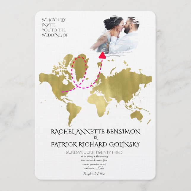 Convites Mapa Personalizado da Jornada do Amor Casamento (Frente)