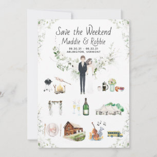Convites Mapa Personalizado de Itinerário de Casamento em V