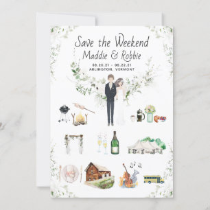 Convites Mapa Personalizado de Itinerário de Casamento em V