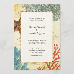 Convites Mapa russo do peixe-Caribe náutico e Coral