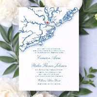 Mapa Tradicional de Charleston SC Azul Marinho Cas