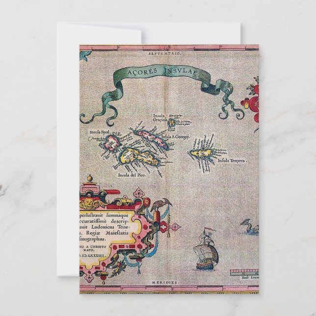 Convites Mapa velho de Açores - exploração da navigação do (Frente)